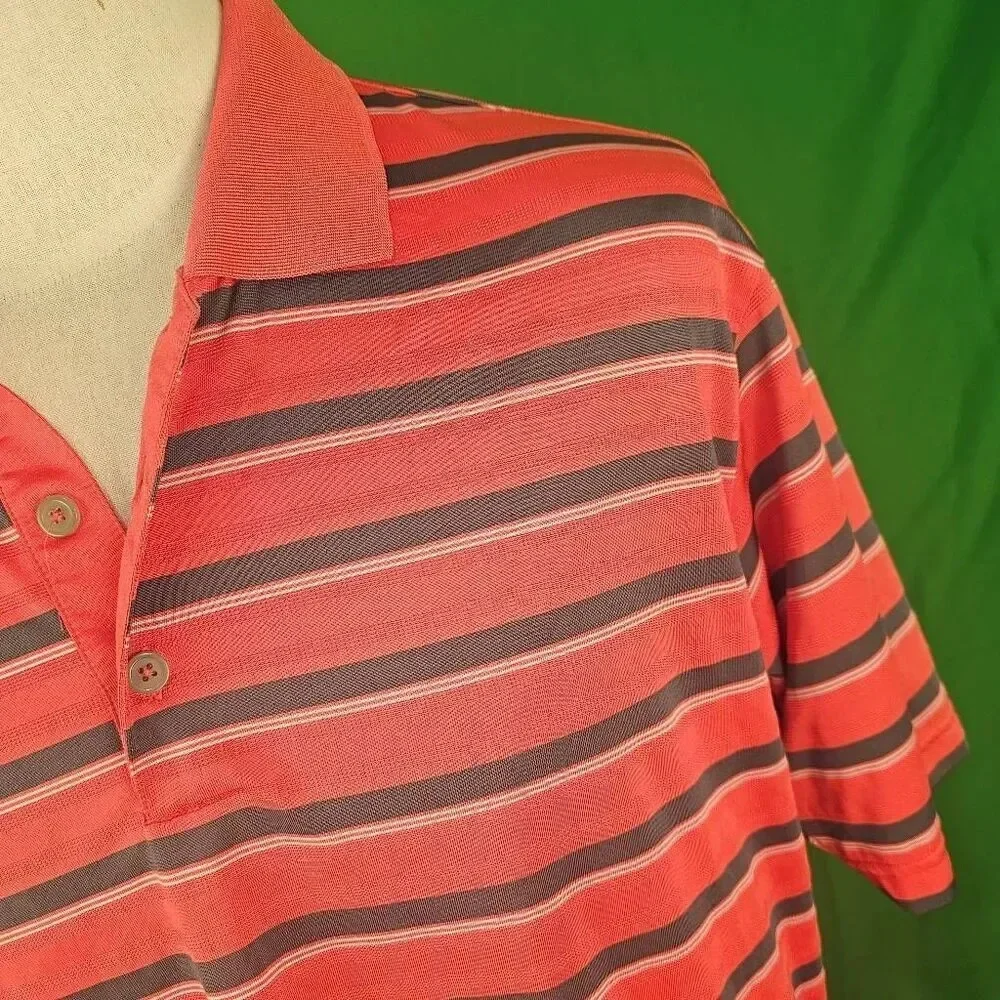 Adidas‎ Climalite Mens Red Gray Striped Polo Golf Shirt Large